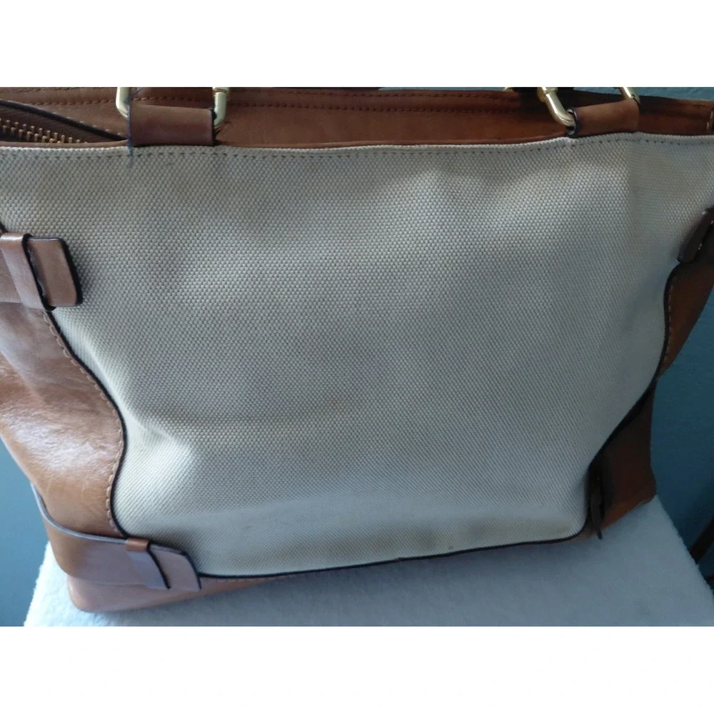 Michael Kors Classic Leather And Canvas Handbag Read Description